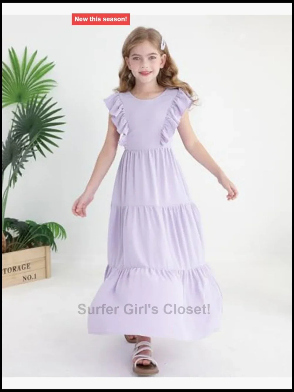 Kids Tie Back Ruffle Sleeve Maxi Dress - Casual Beach